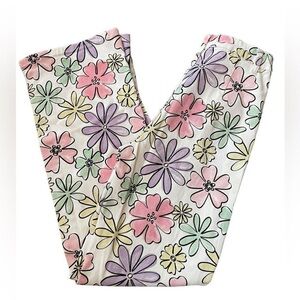 Floral Print Pants with Multicolor Flowers
